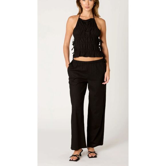Nia Black Side Tie Bow Alejo Straight Leg Pant Size M NEW - Picture 4 of 4